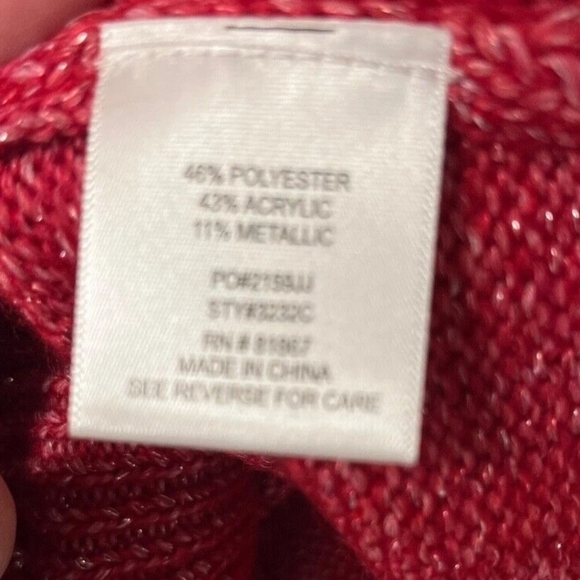 Olivia Sky Cutout Metallic Cable Knit Pullover Sweater Red Women's Sz Large NWT. - Picture 5 of 11